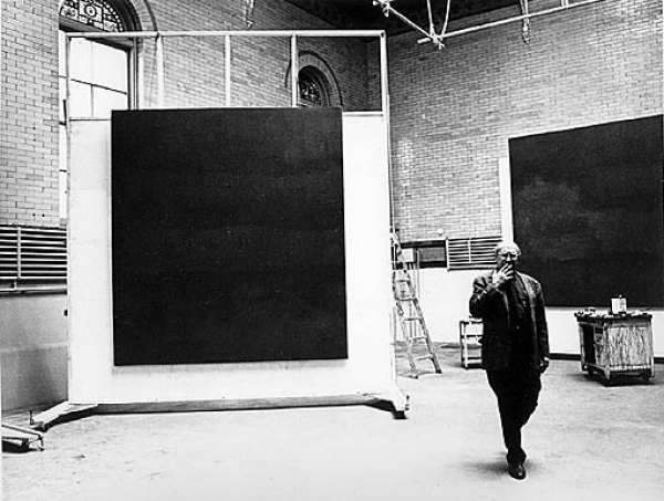 Rothko in his 69th Street studio with Rothko Chapel murals