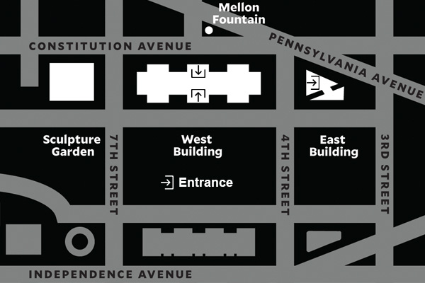 map of Gallery's campus between 3rd Street and 9th Street on Constitution Ave, NW